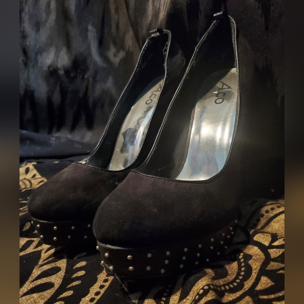 Black A.Co studded platform heels in amazing condition size 10